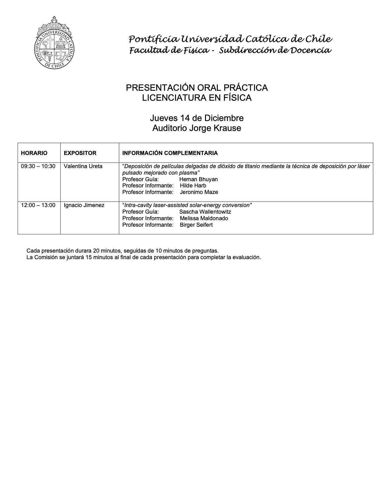 Presentación práctica de Licenciatura en Física (14/12) 