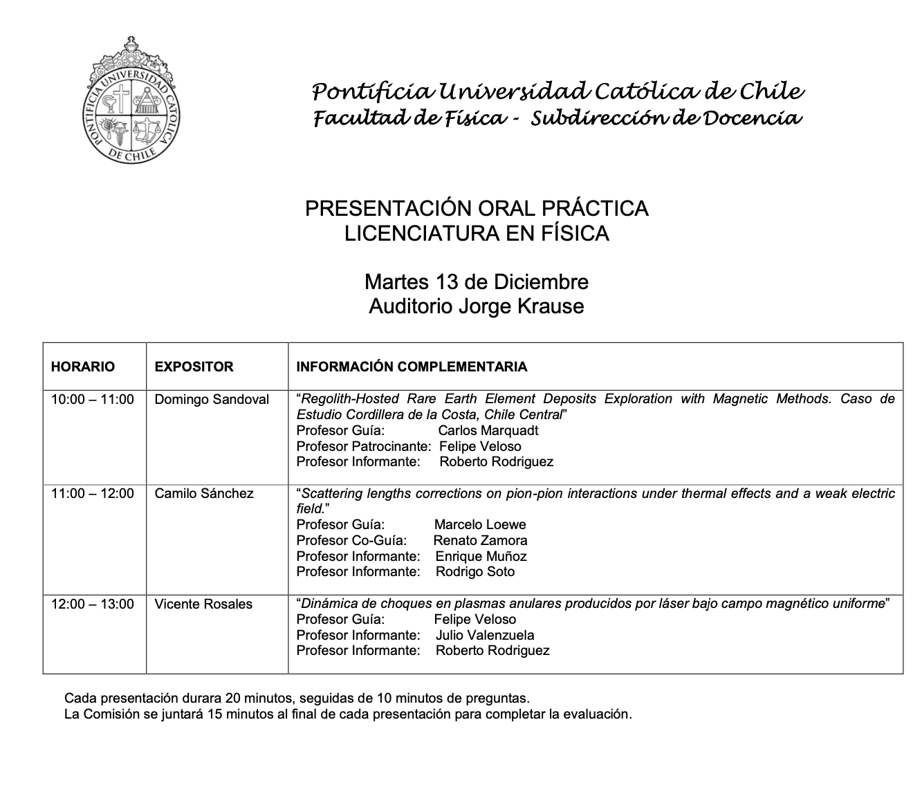  Invitación Presentación Práctica de Licenciatura en Física (13/12/22)